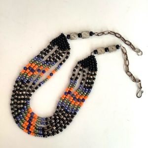 Beaded multi strand tribal necklace